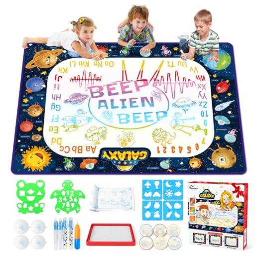 Jasonwell Aqua Water Doodle Mat - 48 x 36 Inches Extra Large Magic Drawing Doodling Mat Coloring Mat Educational Toys Gifts for Kids Toddlers Boys Girls Age 2 3 4 5 6 7 8 Year Old (Galaxy)