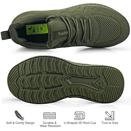Image of Feethit Mens Non Slip Walking Sneakers Athletic Gym Tennis Running Shoes | Slip on Shoes,Lightweight,Breathable,Comfortable Workout Sneakers,For Daily Activities