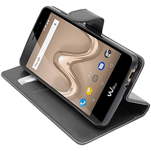 ebestStar - Coque Compatible avec Wiko Tommy 2 Etui PU Cuir Housse Portefeuille Porte-Cartes Support Stand, Noir [Appareil: 145 x 72.7 x 9.19mm, 5.0'']