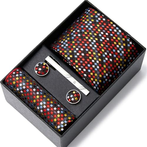 Set formal de corbata para hombre con pañuelo y gemelos miniatura 2