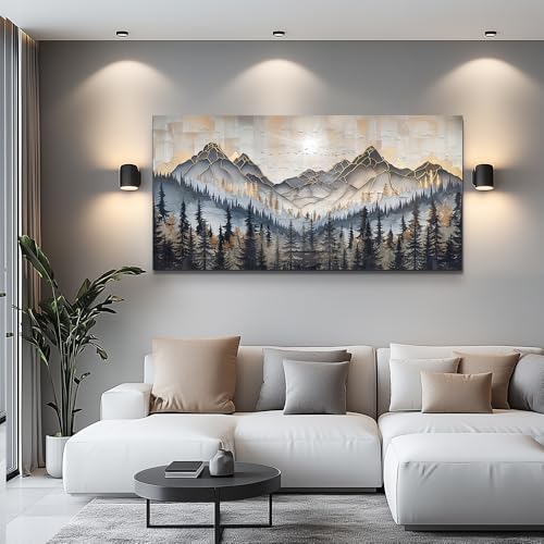 PHAOHUAXM Large Canvas Wall Decor For Bedroom Large Wall Art For Living Room Dining Room Modern Office Abstract Ink-Wash Landscape Mountain Wall Pictures Artworks Home Decor Ready To Hang 30"X60"