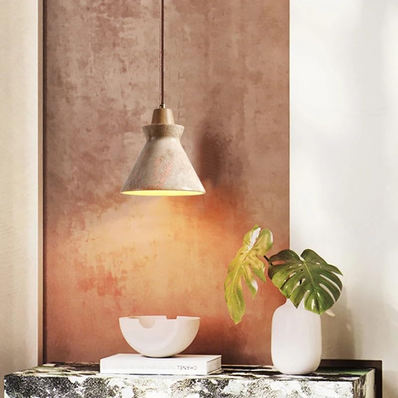Generico Luce sospesa, Decorazione domestica in noce Piccole lampade Design creativo Ristorante in pietra Negozio di abbigliamento Lampada a sospensione a led(Wood Black)