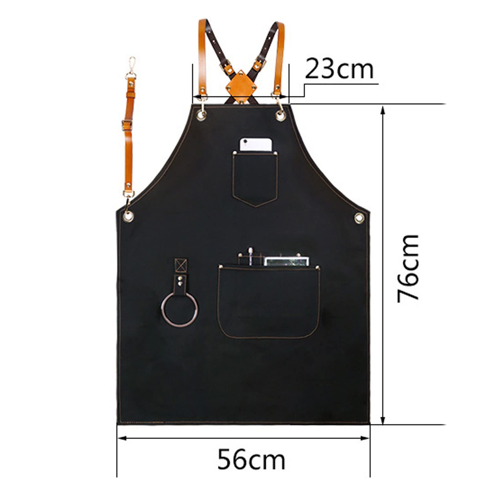fayengan Arbeitsschürze Herren, Robuste Werkzeug Schürze Für Männer, Arbeitsschürze Mit Werkzeugtaschen Für Küche, Garten, Keramik, Werkstatt (Color : Black, Size : XL)