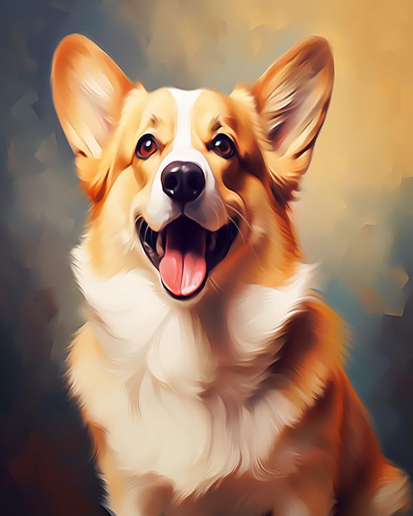 ZMHZMY Digital Painting DIY Frameless Paint by Number Kit Corgi Dog Paint by Numbers for Adults DIY Oil Painting Art Decor Kits,40x50cm,Without Frame
