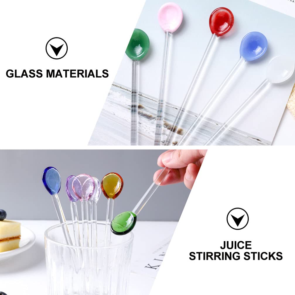 6 cucharas de té helado, cuchara de café, cuchara de helado de cristal, cucharas de agitación de cóctel, barra Swizzle Stick