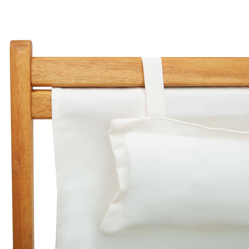 Genérico Silla Playa Madera Eucalipto Plegable 3 Posiciones | Marco de madera resistente, asiento de tela crema, capacidad 110 kg, plegable para transporte