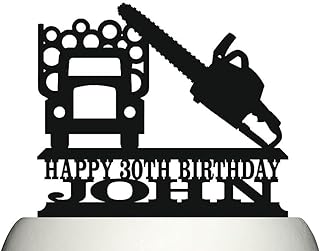 Custom Personalized Acrylic Acrylic Chainsaw Logging Forestry Saw Mill Lumber Yard Birthday Cake Topper Decoration Wedding Cakes Toppers Anniversaries Cake Topper with Name