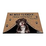 Tapis De Bain Doux Paillasson D'Entree Tapis De Sol Antidérapant 40X60cm Nom Personnalisé du Chien, My Love Dog, Un Beau Chiot Bichon Havanais Au Chocolat Noir Souriant, Pas Besoin De Frapper