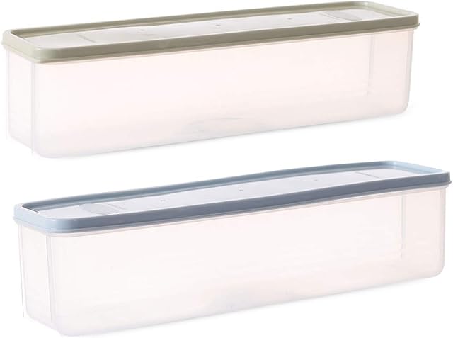 XGzhsa Spaghetti Pasta Container, Food Containers, 2 Pieces Plastic Spaghetti Pasta Storage Boxes with Lids Kitchen Food Storage Boxes Ideal for Grains, Pasta, Noodles (Blue, Green)