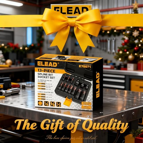 13-Piece XZN Triple Square Spline Bit Impact Socket Set - Premium S2 Steel European Style M4 - M18 with Socket Adapters, 1/4”, 3/8” and 1/2” Drive | Professional Mechanic Garage Tools by ELEAD - Image 9