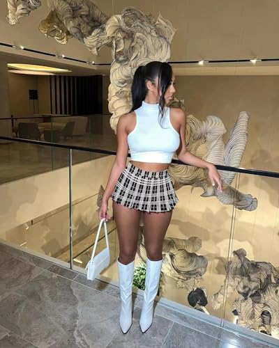 Minissaias plissadas femininas, saia cargo de tênis elástica Y2k saia patinadora sexy evasê saia esc