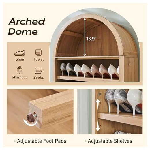 71" Tall Arched Bookshelf with Adjustable Shelves