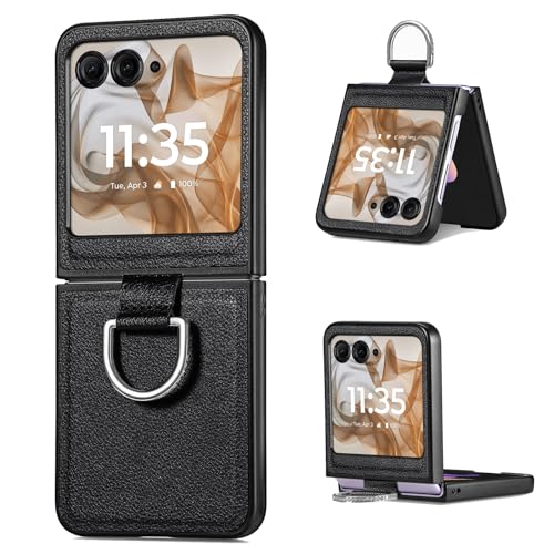 Coque Samsung Galaxy Z Flip 7 en cuir PU premium noir chic durable LEMAXELERS
