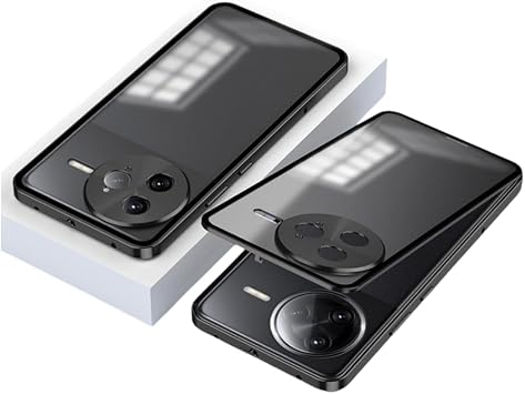 POCO F7 Pro Bumper Aluminum Translucent Back Panel Case Metal Frame Clear Shockproof Metal Cover Black