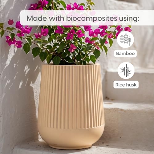 Image of Eha Earth Friendly Opera Big Planters for Home Decor | 22 inch, Pack of 1 | Heavy Duty Plant Pot Made with Rice Husk Biocomposite | UV Protected Pot for Plant | Pots & Planters Big Size
