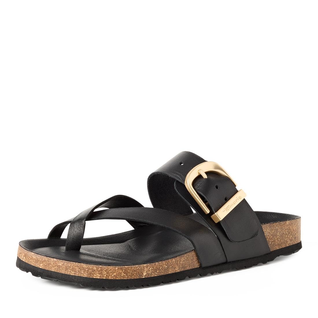 Tamaris Women's footbed mule leather flat black 3.5 UK