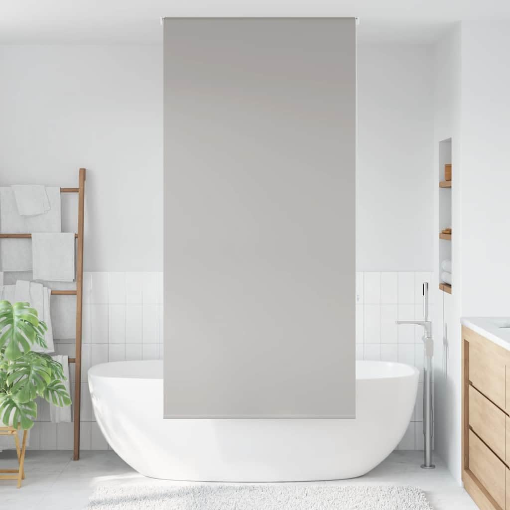 Tenda a rullo per doccia, 100 x 240 cm, grigio chiaro, PEVA, impermeabile, opaca, montaggio senza fori, per bagno e finestre, fissaggio incluso