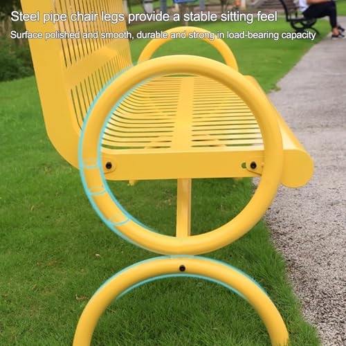 Outdoor Patio Garden Bench Park Seat Chair, 3 Person Garden Benches for Outdoors, Metal Park Bench with Backrest and Armrests, All-Weather Outdoor Bench That Never Fade(Green,120cm/47.2in) - Image 6