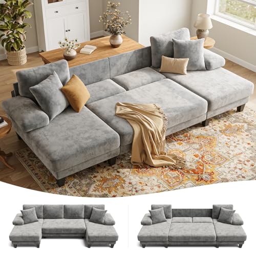 Txtin's Sleeper Sofa with Pull Out Couch Bed | 112 Inch Couches for Living Room | U-Shaped...
