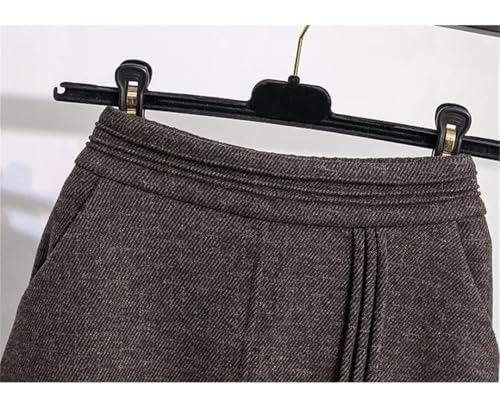 Women Plus Size High Waist Midi A- Line Woolen Fabric Vintage Style Skirt2