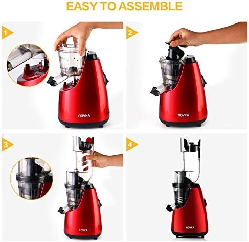 Amazon.com: Rovka Extractor de exprimidor masticador lento, 3.15 pulgadas  de ancho, exprimidor de prensa en frío para jugos y limpieza fáciles, alto  rendimiento de jugos para frutas y verduras, Rojo