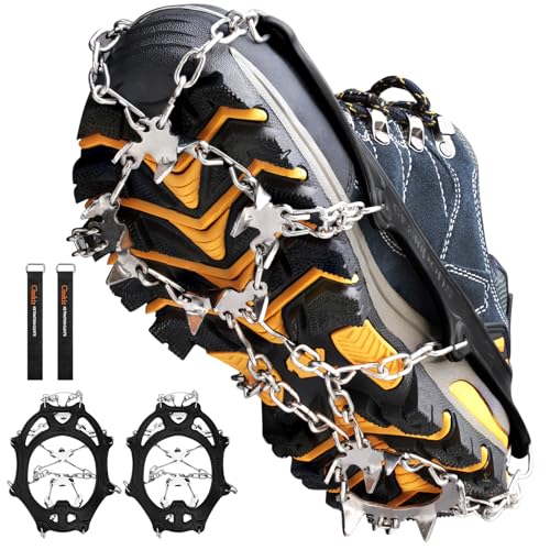 Crampons Ice Cleats Traction Snow Grips for Boots Shoes Women Men Anti Slip 19 Stainless Steel Spikes Safe Protect for Hiking Fishing Walking Climbing Mountaineering by Cimkiz - Used condition - US$26.82