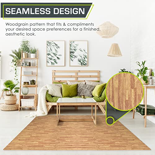 ProsourceFit Wood Grain Puzzle Mat 1/2-in, 6 EVA Foam Interlocking Floor Tiles (24SQ FT) for Secure Indoor Room Workout Flooring and Playmat, Light Oak - Thumbnail 4