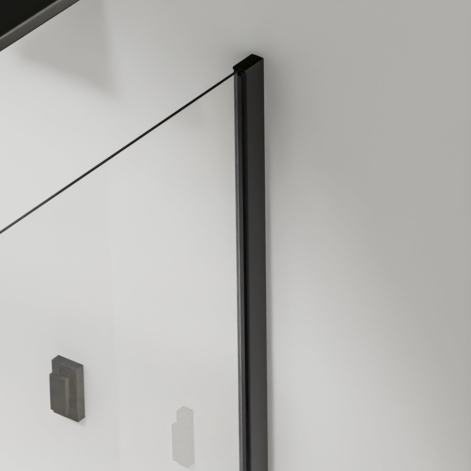 Paroi de douche à l’italienne 50×200 cm - Verre Securit 8 mm - Profilé et barre de stabilisation 90 cm - Aluminium noir mat