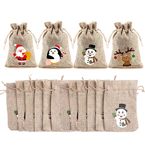 DERAYEE 12 Stück Weihnachtstüten(10x15cm) Weihnachtstasche...