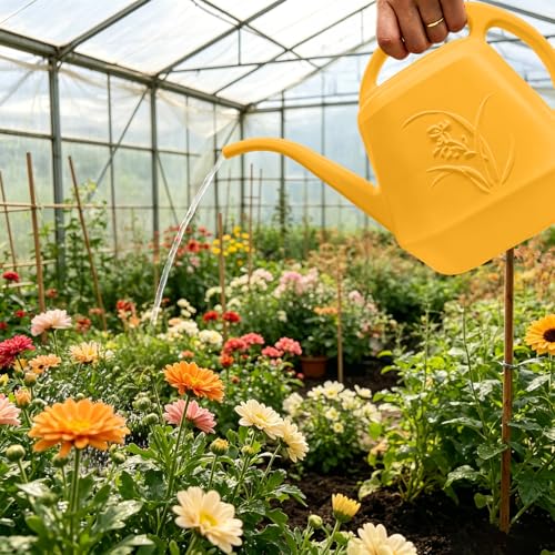 Image of Hand Plant Watering Can - Orange- 1 /2 Gallon