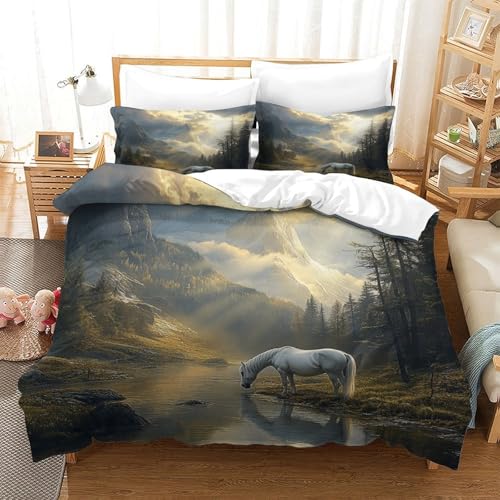 Microfibre Résistante Housse de Couette 3D Paysage de Montagne Durable - 3
