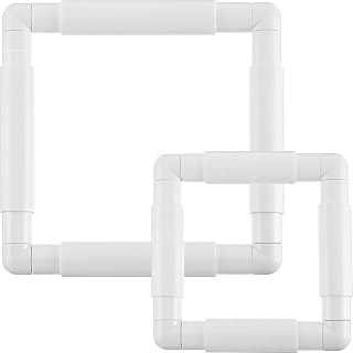 Waydress 2 Pieces Rectangular Cross Stitch Frame Embroidery Frame for Plastic Embroidery Clip Frame Hoop for DIY Craft Sewing, Quilting, Silk-Painting (6 x 6 Inch, 8 x 8 Inch)
