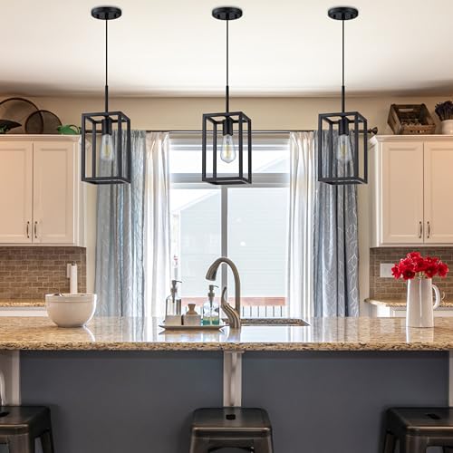 3pack1lighthangingrusticfarmhouse57metallanterncagependantceilinglightfixtureblackfinishforkitchenislandcafebaroversink Urban Country Home Decor 3 pack 1 light hanging rustic farmhouse 57 metal lantern cage pendant ceiling light fixtureblack finish for kitchen island cafe bar over sink urban country home decor