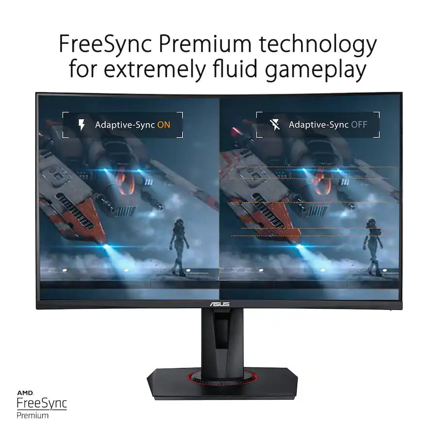 Image of ASUS TUF 27 inch 240Hz FHD Curved Gaming Monitor with Adj Tilt /Swivel /Height | 1ms Response Time, Flicker-Free, Adaptive-sync, AMD FreeSync Premium, VESA Mount, HDMI, Displayport, Dockztorm USB Port Exp