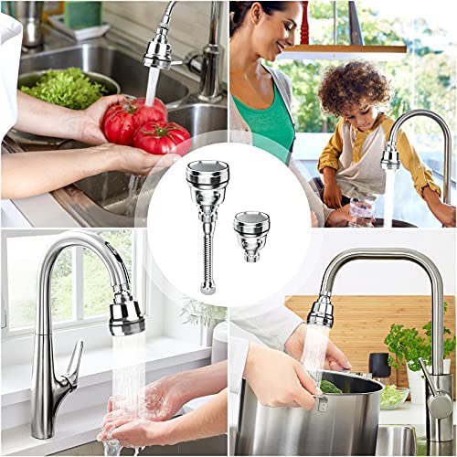 Rovtop 2 Pcs Kitchen Sink Aerators with Hose, 3 Modes Adjustment Faucet Sprayer Attachment, 360° Rotatable Anti-Splash Water Saving Tap Kitchen Faucet Head, Faucet Aerator Booster Shower Water Saving