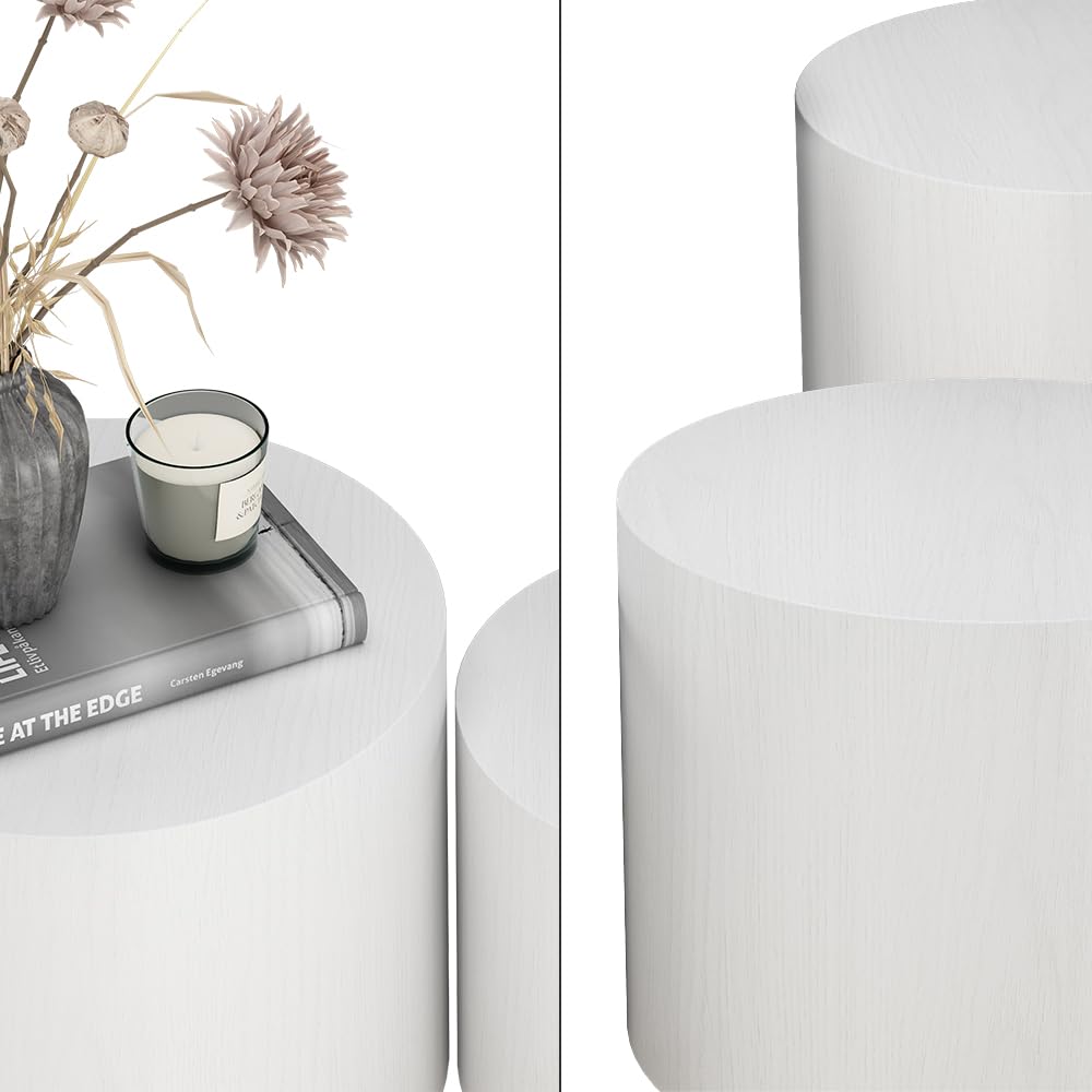 Vicco Set di tavolini da caffè Giva, Bianco, 48 x 48 cm, adatti come tavolini da salotto e per aree lounge