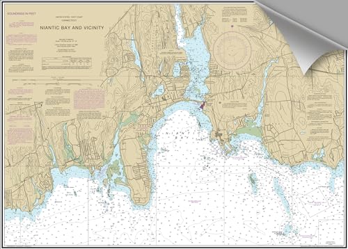 Decorative Wall Chart, Niantic Bay, CT Nautical, 34 x 24 Inches, Peel & Stick, No Frame Necessary