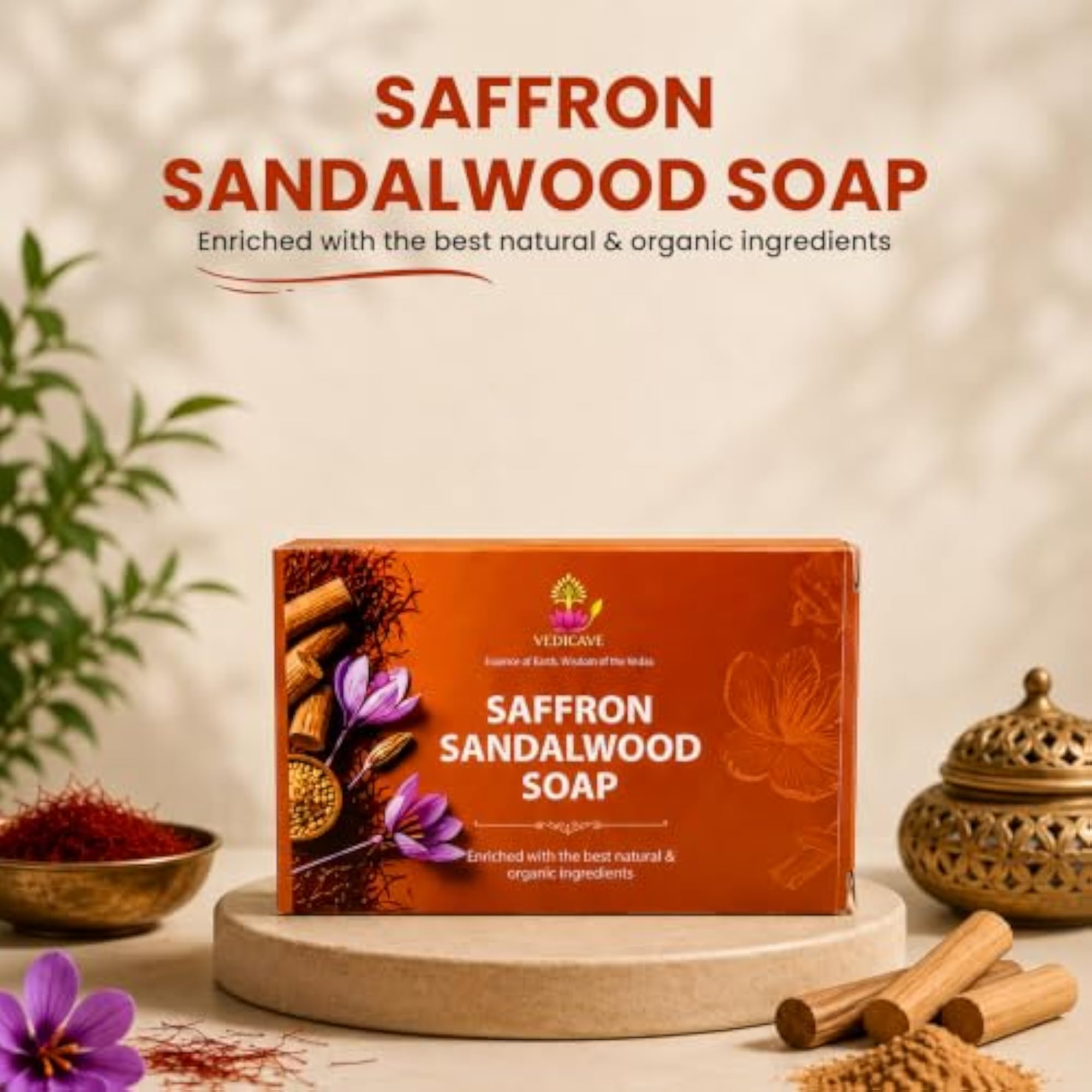 Saffron Sandalwood Soap for Skin Brightening