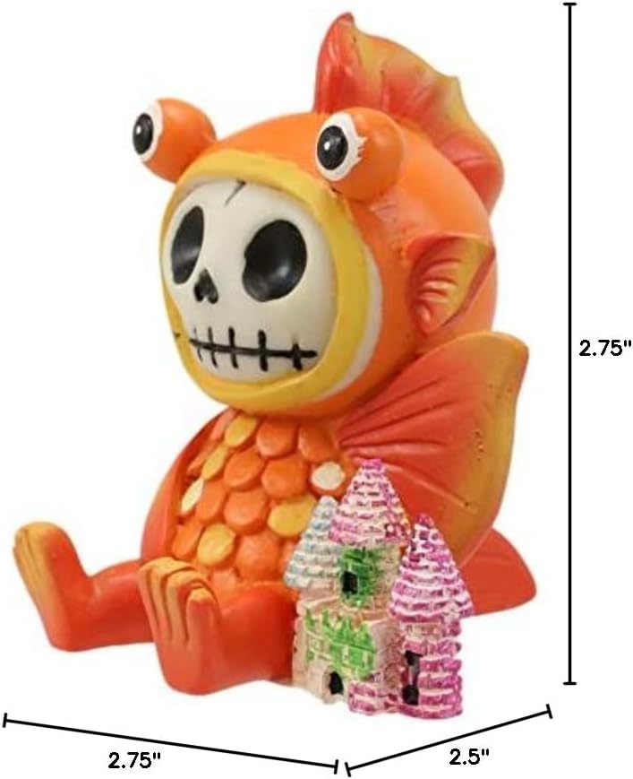 Miniatura 9 de Ebros Gift Acuario pez dorado de ojos grandes huesos peludos con colorido castillo de Atlantis bajo el agua, figura de castillo de 3 pulgadas de