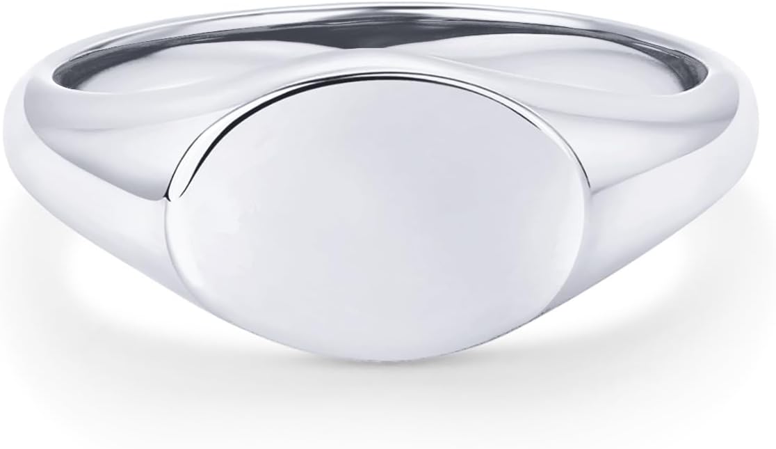 PAVOI 14K Gold Plated Pinky Signet Ring for Women | Lightweight Statement Bands | Chunky Signet Stackable Rings - Image 3