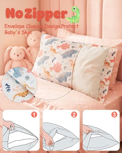 Image of ALVABABY Toddler Pillowcase Polyester Bean Velvet Soft Warm Fit 13 inchx 18 inch or 12 inchx16 inch Kids Pillow Cover Envelope 2 Pack for Girl Boy Travel