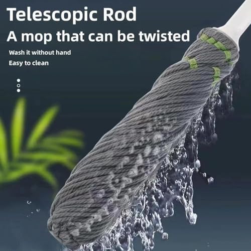 Image of Microfiber Twist Mop for Floor Cleaning - Heavy Duty Squeeze Twist Mop Stick | Durable & Easy to Use Floor Cleaner | Best for Hardwood, Tile, Laminate Floors | G-Grey