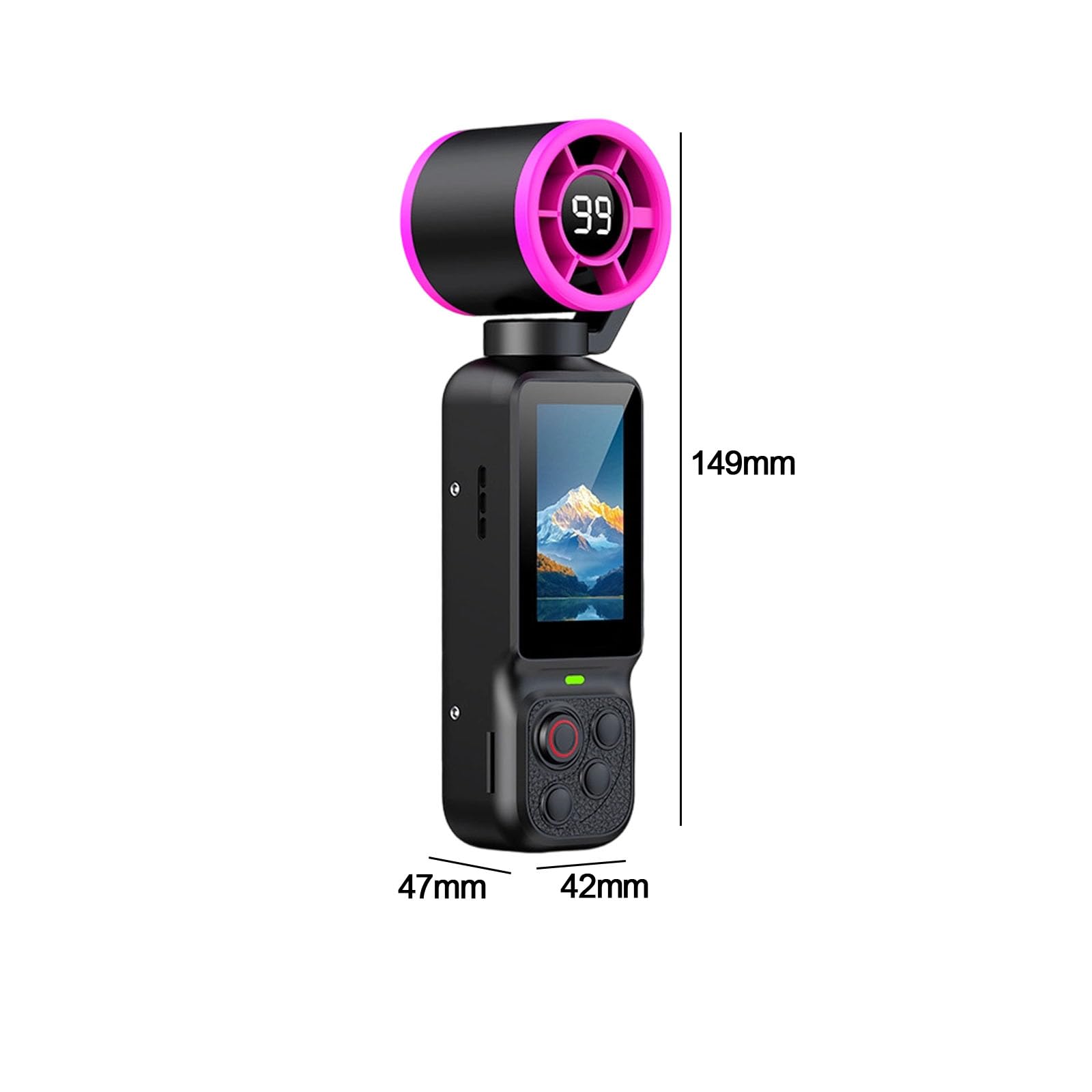 Videocamera portatile con ricarica di tipo C, schermo frontale e lente rotante per video di vlog di viaggio, preparazione quotidiana di dessert, frusta da cucina