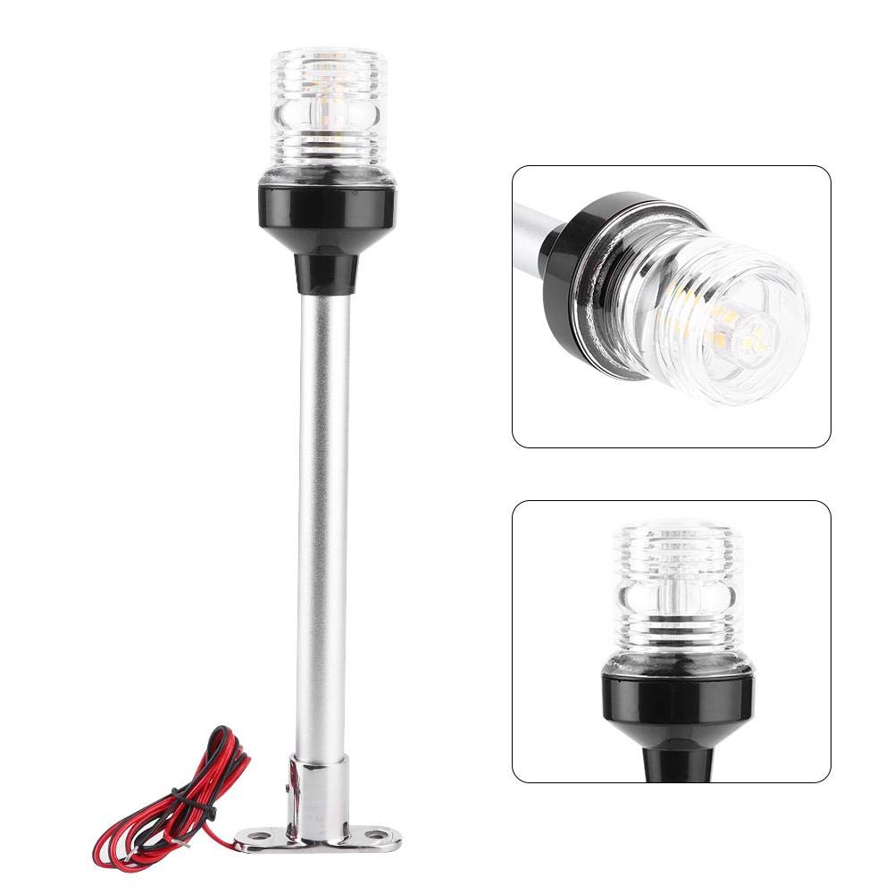 Luce di Segnalazione a Vela, DC12V-24V/5W Luce di Poppa per Barca Regolabile Bianca Luce di Ancoraggio a Tutto Tondo Lampada di Poppa di Ancoraggio IP66 Bianca