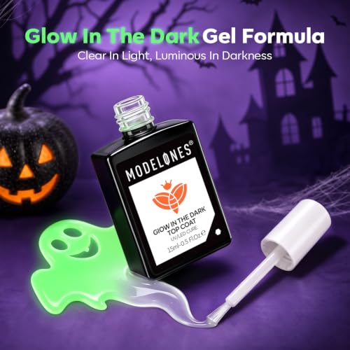 Image of modelones Glow in the Dark Gel Top Coat Clear No Wipe Glossy 15ML