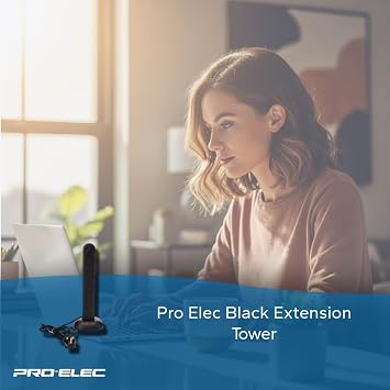 PRO ELEC 10 Gang Tower Extension Lead 2m UK Power Strip 13A Black