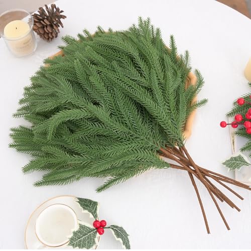 karoro 16個 クリスマス ノーフォーク 松の枝 人工クリスマス 松の枝 フェイク グリーン ピック 花瓶 DIY クラフト クリスマス ガーランド リース 屋内 ホームデコレーション [4]
