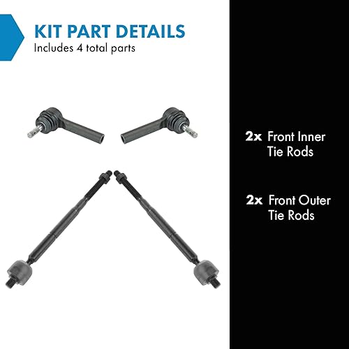 Miniatura 343 de TRQ Juego de varillas de acoplamiento delanteras interiores y exteriores, 4 piezas, compatibles con Chevrolet Cruze 2016-2019 de 16-19 voltios