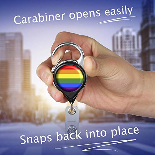 Scrubza Officially Needed-Id Badge Holder Retractable, Carabiner Badge Reel Clip | Rainbow Flag-Black | Great For Name Tags, Keys, Light Tools Like Nail Clippers, Emoji Party Favors And Gifts #TOP3