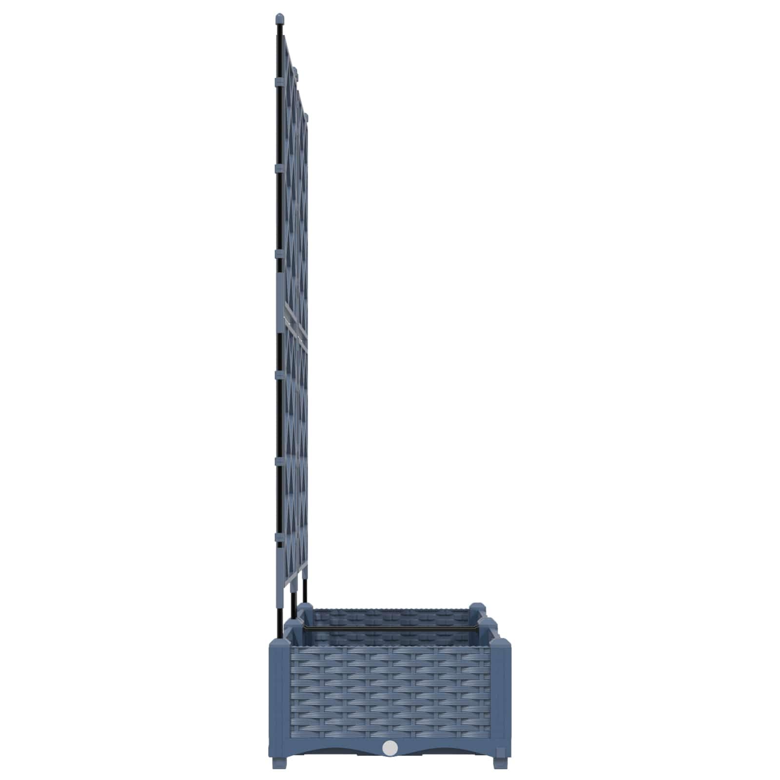 Jardinera de plástico gris 80 x 40 x 125,5 cm, 2 unidades con ayuda para enredaderas, resistente a la intemperie, para balcón, terraza, exterior, como maceta, jardinera